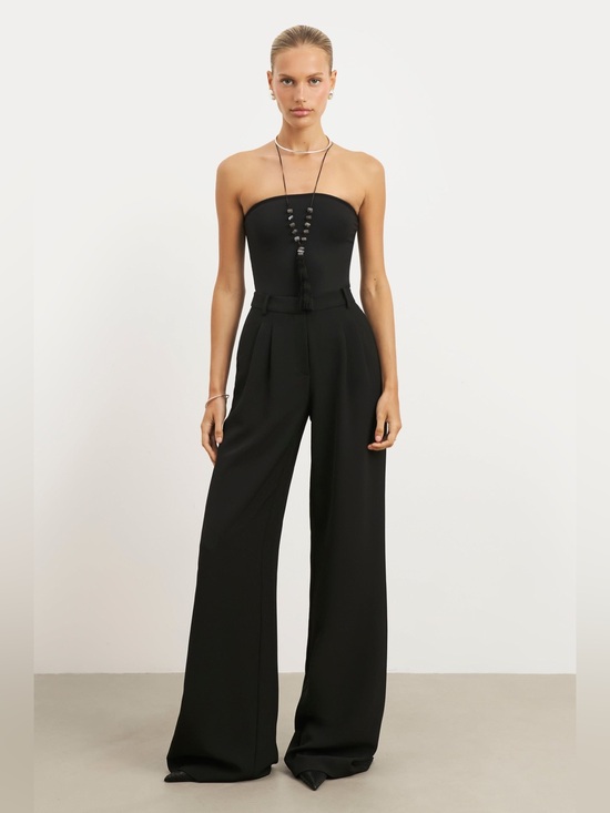 Because Of Alice Pants - boa. Because Of Alice Effortless Pleated Wide Leg Trousers Black Small